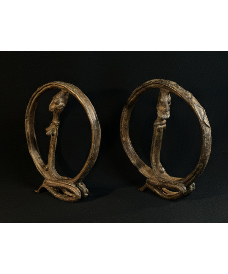 Couple d'ancêtres circulaires - Serpents Lébé - Bronzes Dogon