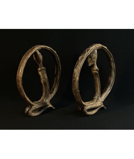 Couple d'ancêtres circulaires - Serpents Lébé - Bronzes Dogon