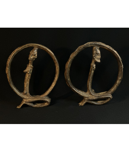 Couple d'ancêtres circulaires - Serpents Lébé - Bronzes Dogon