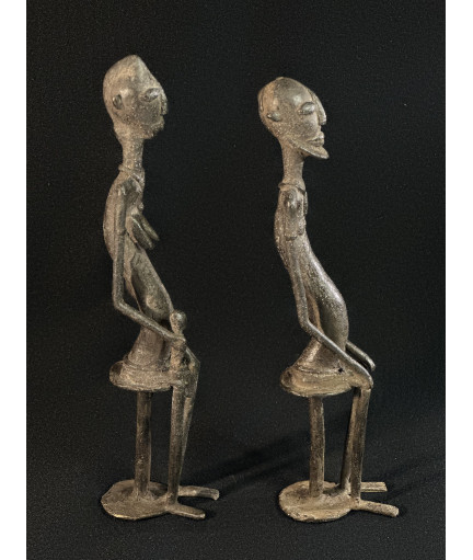 Couple d'anciens assis - Bronzes Dogon
