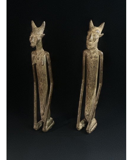 Couple de chefs agenouillés - Bronzes Djenné