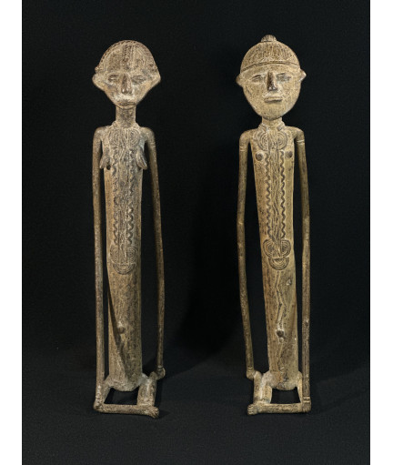 Couple Tellem - Hommes oiseaux - Bronzes Dogon