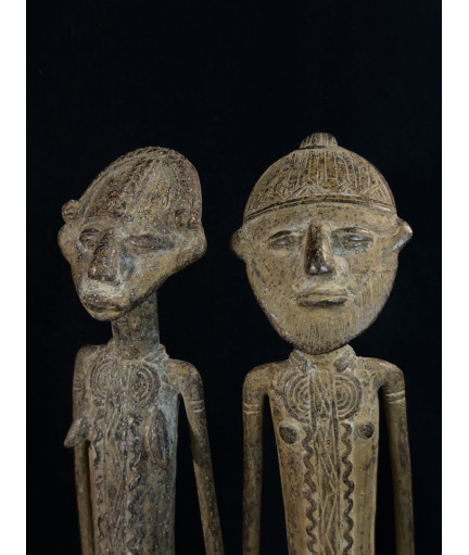 Couple Tellem - Hommes oiseaux - Bronzes Dogon