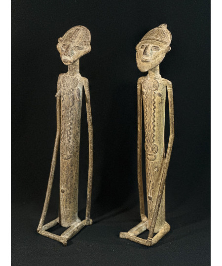 Couple Tellem - Hommes oiseaux - Bronzes Dogon