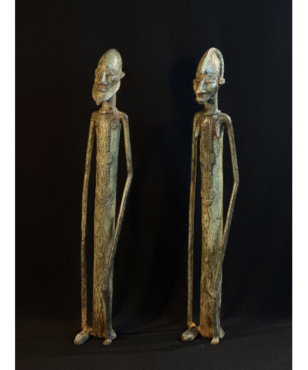 Couple de chefs assis - Bronzes Bambara