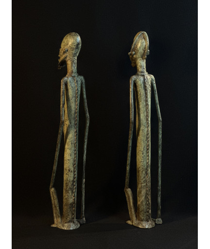 Couple de chefs assis - Bronzes Bambara