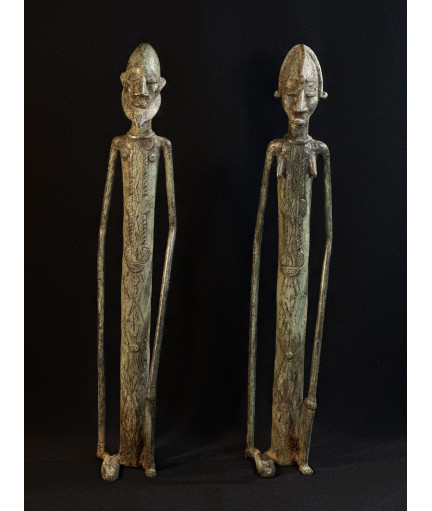 Couple de chefs assis - Bronzes Bambara