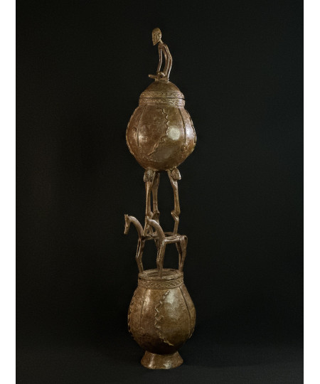 Pots à onguents superposés - Bronze Dogon
