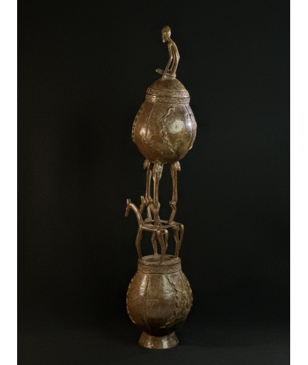 Pots à onguents superposés - Bronze Dogon