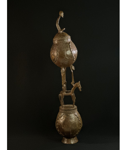 Pots à onguents superposés - Bronze Dogon