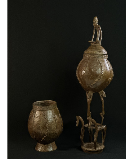 Pots à onguents superposés - Bronze Dogon