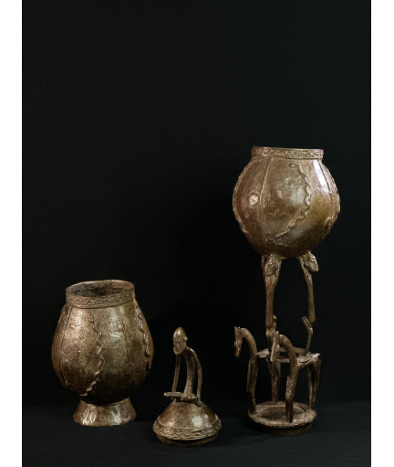 Pots à onguents superposés - Bronze Dogon