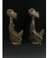 Couple d'hommes-singes - Fétiche - Bronze Bambara