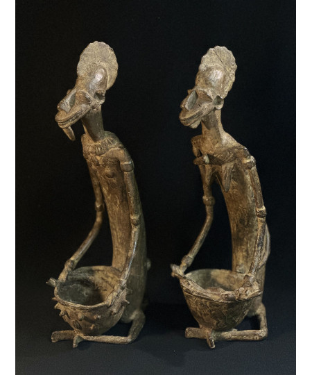 Couple d'hommes-singes - Fétiches - Bronzes Bambara
