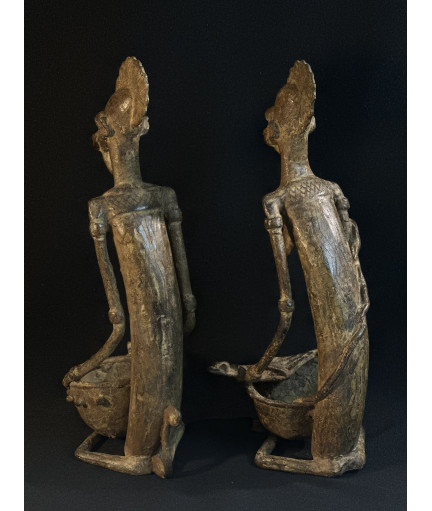 Couple d'hommes-singes - Fétiches - Bronzes Bambara
