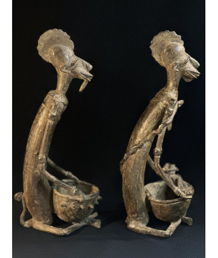 Couple d'hommes-singes - Fétiches - Bronzes Bambara