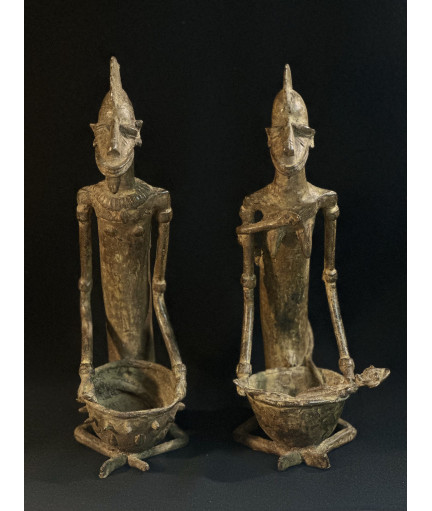 Couple d'hommes-singes - Fétiches - Bronzes Bambara