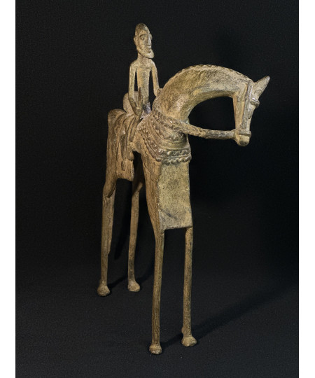 Cavalier - Cheval tournant la tête - Bronze Dogon