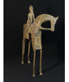 Cavalier - Cheval tournant la tête - Bronze Dogon