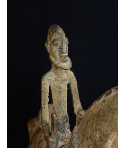 Cavalier - Cheval tournant la tête - Bronze Dogon
