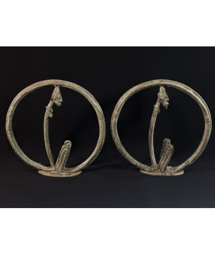 Couple d'ancêtres circulaires - Serpents Lébé - Bronzes Dogon