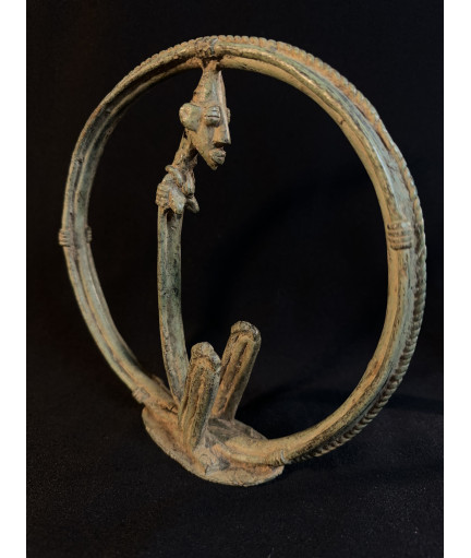 Couple d'ancêtres circulaires - Serpents Lébé - Bronzes Dogon