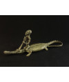 Pêcheur Somono et crocodile - Bronze Dogon
