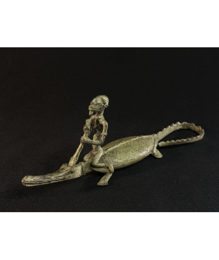 Pêcheur Somono et crocodile - Bronze Dogon