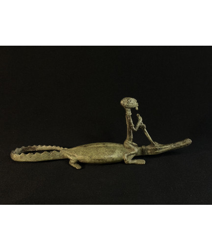 Pêcheur Somono et crocodile - Bronze Dogon