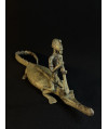 Pêcheur Somono et crocodile - Bronze Dogon