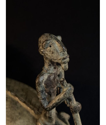 Pêcheur Somono et crocodile - Bronze Dogon