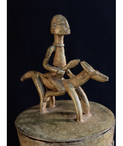 Chevaux et cavalier - Pot à onguent - Bronze Dogon