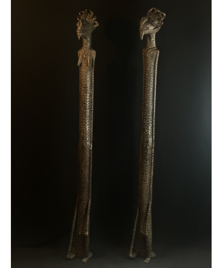 Couple d'hommes-singes - Fétiches - Bronzes Bambara