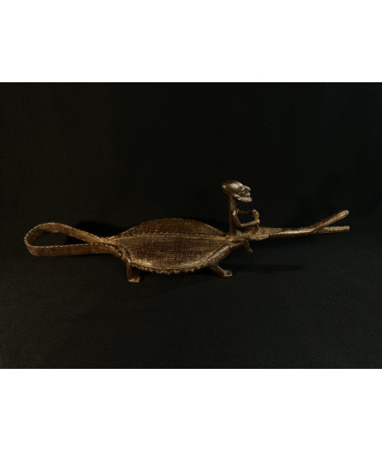 Pêcheur Somono et crocodile - Bronze Bambara