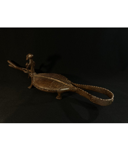 Pêcheur Somono et crocodile - Bronze Bambara
