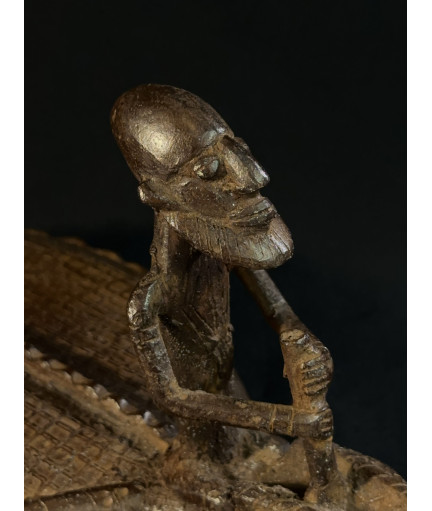 Pêcheur Somono et crocodile - Bronze Bambara