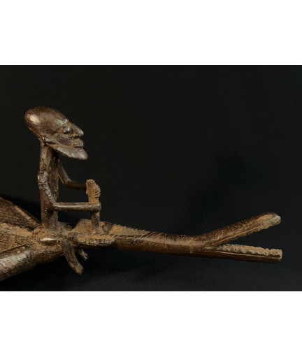 Pêcheur Somono et crocodile - Bronze Bambara