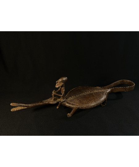 Pêcheur Somono et crocodile - Bronze Bambara