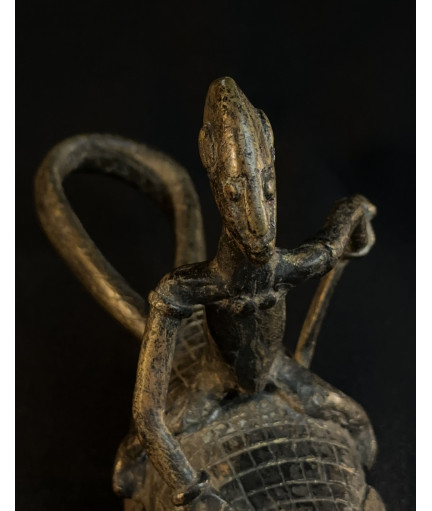 Pêcheur Somono et crocodile - Bronze Dogon